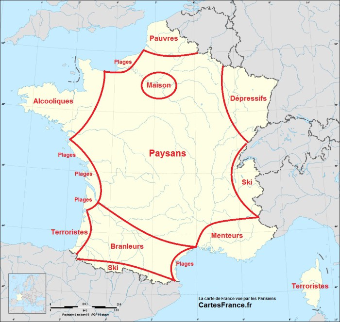 Insolite :La "carte de France vue par" les Parisiens ...