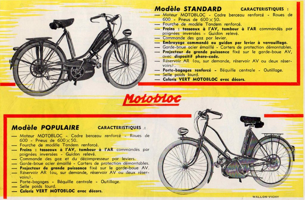 Brochure Motobloc cyclomoteur années 1950 